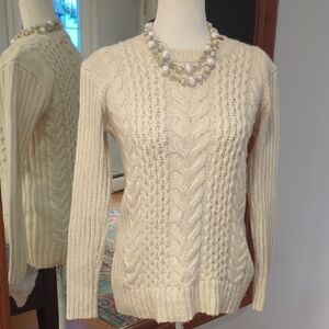 Club Monaco Ivory Cable Knit Sweater